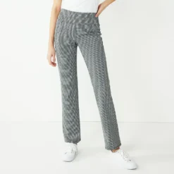 Petite Nine West Mid Rise Tummy Control Ponte Bootcut Pants -Deals My Glow Wardrobe Store 5573842 Black White Mini Plaid