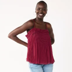 Women's Nine West Pleated Smocked Tank -Deals My Glow Wardrobe Store 5576992 Vintage Wine