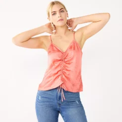 Women's Nine West Ruched Drawstring Front Tank 9 Women's Nine West Ruched Drawstring Front Tank -Deals My Glow Wardrobe Store 5576995 Cruz Coral
