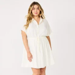 Plus Size Nine West Dolman-Sleeve Shirt Dress -Deals My Glow Wardrobe Store 5577113 Daisy Dew