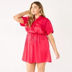 Plus Size Nine West Dolman-Sleeve Shirt Dress