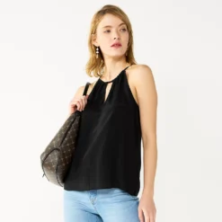 Women's Nine West High Neck Keyhole Tank -Deals My Glow Wardrobe Store 5577411 Black