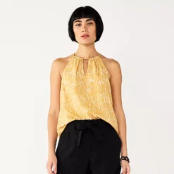 Women's Nine West High Neck Keyhole Tank -Deals My Glow Wardrobe Store 5577411 Gold Ikat Dot