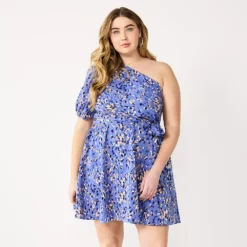 Plus Size Nine West Asymmetrical Fit & Flare Dress