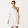 Women's Nine West One-Shoulder Fit-and-Flare Dress -Deals My Glow Wardrobe Store 5578724 White Knight