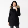 Women's Nine West Faux-Fur Hood Quilted Duffle Coat -Deals My Glow Wardrobe Store 5578770 Black
