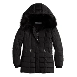 Women's Nine West Faux-Fur Collar Short Puffer Jacket -Deals My Glow Wardrobe Store 5578772 ALT5