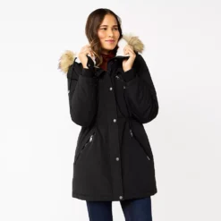 Women's Nine West Sherpa Trim Parka Coat 9 Women's Nine West Sherpa Trim Parka Coat -Deals My Glow Wardrobe Store 5578773 Black