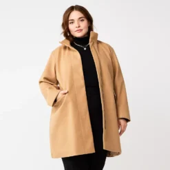 Plus Size Nine West Faux-Wool Car Coat