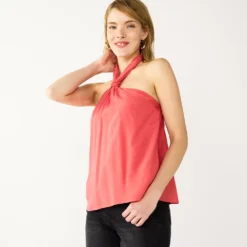 Women's Nine West Knot Halter Blouse -Deals My Glow Wardrobe Store 5579891 Sicily Tomato