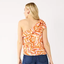 Women's Nine West One-Shoulder Ruffle Neck Top -Deals My Glow Wardrobe Store 5580827 ALT