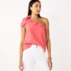 Women's Nine West One-Shoulder Ruffle Neck Top -Deals My Glow Wardrobe Store 5580827 Sicily Tomato