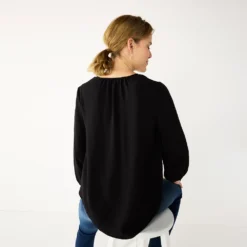 Women's Nine West Button Front Balloon Sleeve Tunic -Deals My Glow Wardrobe Store 5581079 ALT