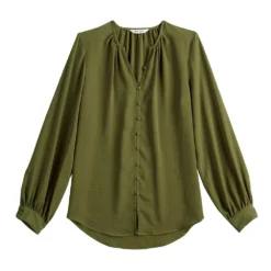 Women's Nine West Button Front Balloon Sleeve Tunic -Deals My Glow Wardrobe Store 5581079 ALT5