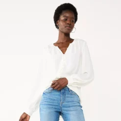 Women's Nine West Button Front Balloon Sleeve Tunic -Deals My Glow Wardrobe Store 5581079 Daisy Dew