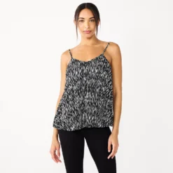 Women's Nine West Pleated V-Neck Tank 11 Women's Nine West Pleated V-Neck Tank -Deals My Glow Wardrobe Store 5583701 Black Ikat Dot