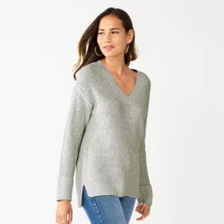 Women's Nine West Stitch Front V-Neck Sweater 21 Women's Nine West Stitch Front V-Neck Sweater -Deals My Glow Wardrobe Store 5585833 Grey Fox Heather