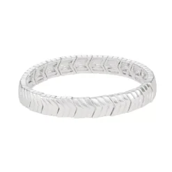 Nine West Silver Tone Chevron Stretch Bracelet