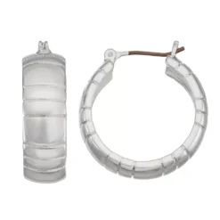 Nine West Silver Tone Small Metal Hoop Earrings