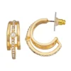 Nine West Gold Tone Pave Post Hoop Earrings -Deals My Glow Wardrobe Store 5646292