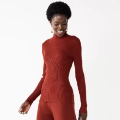 Women's Nine West Long Sleeve Mockneck Sweater -Deals My Glow Wardrobe Store 5653486 Cherry Merlot