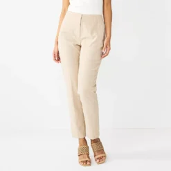 Women's Nine West High-Waisted Tapered Pants -Deals My Glow Wardrobe Store 5659834 Tan Pink Plaid