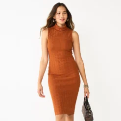Women's Nine West Turtleneck Bodycon Dress -Deals My Glow Wardrobe Store 5662329 Baked Nutmeg
