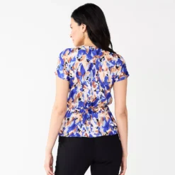 Women's Nine West Short Sleeve Peplum Wrap Top -Deals My Glow Wardrobe Store 5670316 ALT