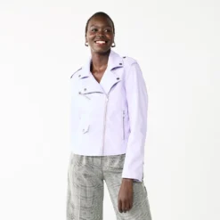 Women's Nine West Faux-Leather Moto Jacket -Deals My Glow Wardrobe Store 5676864 Monica Purple