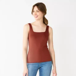 Women's Nine West Sculpt Squareneck Tank -Deals My Glow Wardrobe Store 5685034 Elite Wine