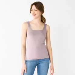 Women's Nine West Sculpt Squareneck Tank -Deals My Glow Wardrobe Store 5685034 Lilac Bellflower