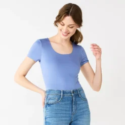 Women's Nine West Sculpt Short Sleeve Scoopneck Bodysuit