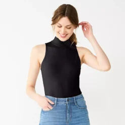 Women's Nine West Sculpt Mockneck Bodysuit -Deals My Glow Wardrobe Store 5685587 Mineral Black