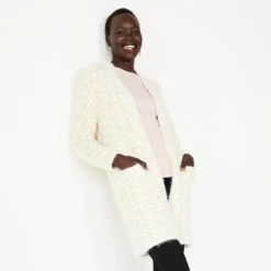 Women's Nine West Jacquard Long Cardigan -Deals My Glow Wardrobe Store 5692188 Gold Cheetah