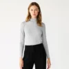 Petite Nine West Long Sleeve Fitted Turtleneck Top -Deals My Glow Wardrobe Store 5693745 Gray Fox Heather