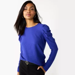 Women's Nine West Pleat Sleeve Crewneck Top -Deals My Glow Wardrobe Store 5696752 Clara Purple
