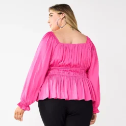 Plus Size Nine West Long Sleeve Sweetheart Peplum Top -Deals My Glow Wardrobe Store 5697509 ALT