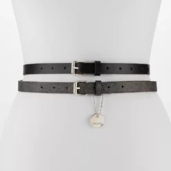 Women's Nine West 2-for-1 Roller Buckle Logo Belt Set