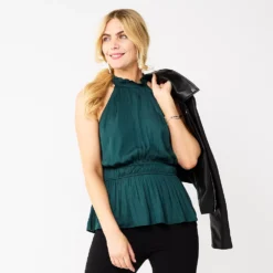 Women's Nine West Sleeveless Pleated Peplum Top -Deals My Glow Wardrobe Store 5699803 Lavish Green