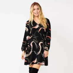 Women's Nine West Knot-Back Long Sleeve Dress -Deals My Glow Wardrobe Store 5706383 Loose Swirl