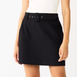 Petite Nine West Self Belt Mini Skirt