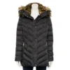 Women's Nine West Faux-Fur Hood Puffer Jacket -Deals My Glow Wardrobe Store 5725591 Black