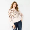 Women's Nine West Patterned Crewneck Sweater -Deals My Glow Wardrobe Store 5731865 Pink Leopard