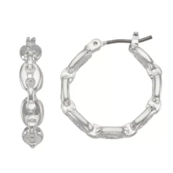 Nine West Chain Link Click It Hoop Earrings