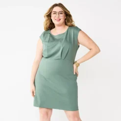 Plus Size Nine West Cap Sleeve Ponte Sheath Dress -Deals My Glow Wardrobe Store 5763589 Green