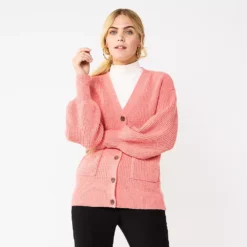 Women's Nine West Drop Shoulder Blouson Sleeve Cardigan -Deals My Glow Wardrobe Store 5765002 Marine Coral