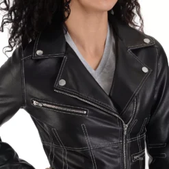 Women's Nine West Faux-Leather Biker Jacket 10 Women's Nine West Faux-Leather Biker Jacket -Deals My Glow Wardrobe Store 5766199 ALT3