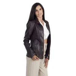 Women's Nine West Classic Faux-Leather Biker Jacket -Deals My Glow Wardrobe Store 5766201 ALT2