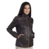 Women's Nine West Classic Faux-Leather Biker Jacket -Deals My Glow Wardrobe Store 5766201 Brown