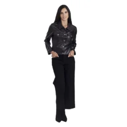 Women's Nine West Faux-Leather Trucker Shacket -Deals My Glow Wardrobe Store 5766204 ALT3